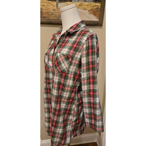Victorias Secret Red Green Plaid Flannel Christmas Sleepshirt Cotton Blend Small - Picture 3 of 10